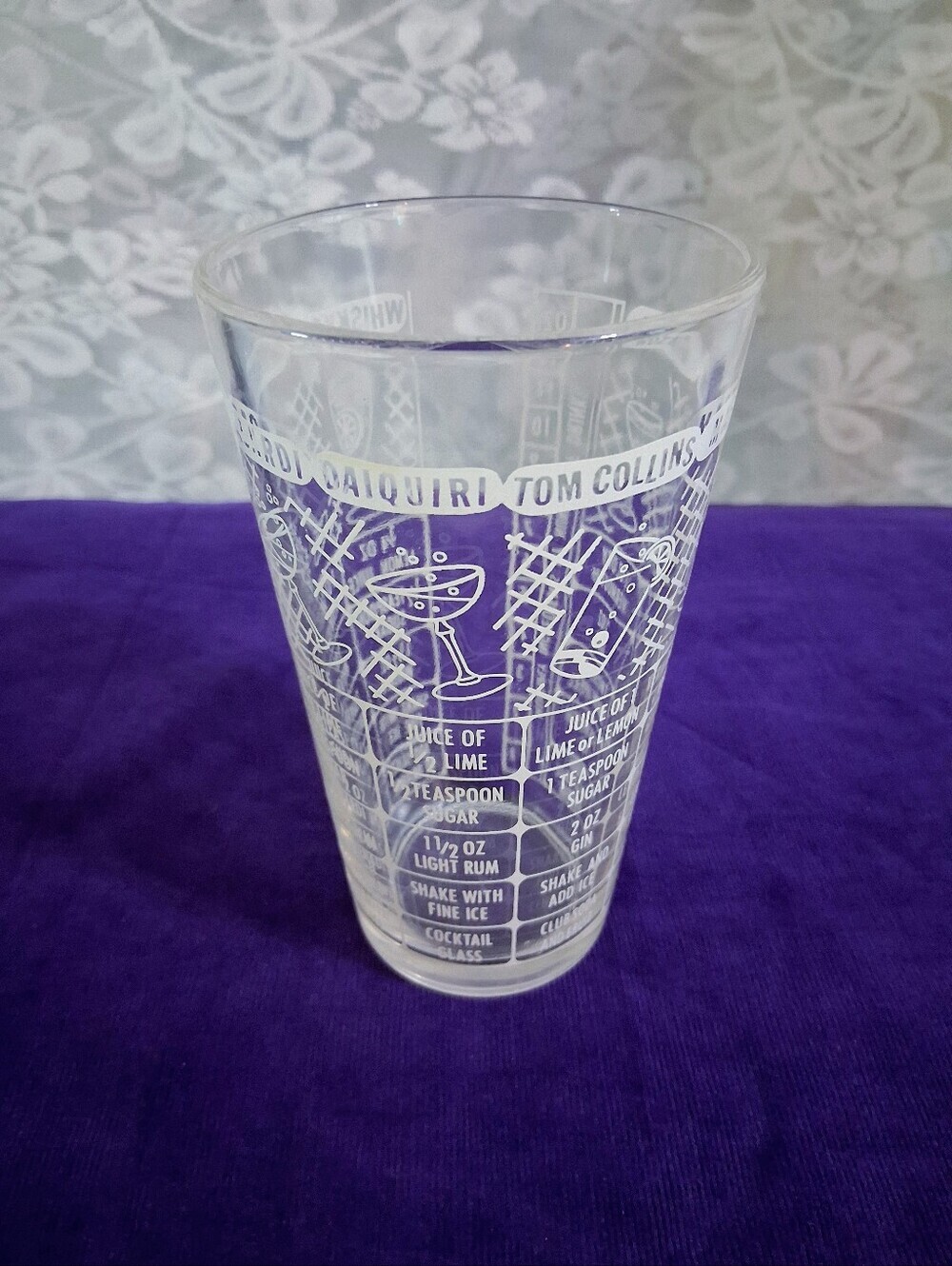 Vintage MCM Federal Glass Cocktail Recipe Mixing Tumbler Whiskey Sour Manhattan